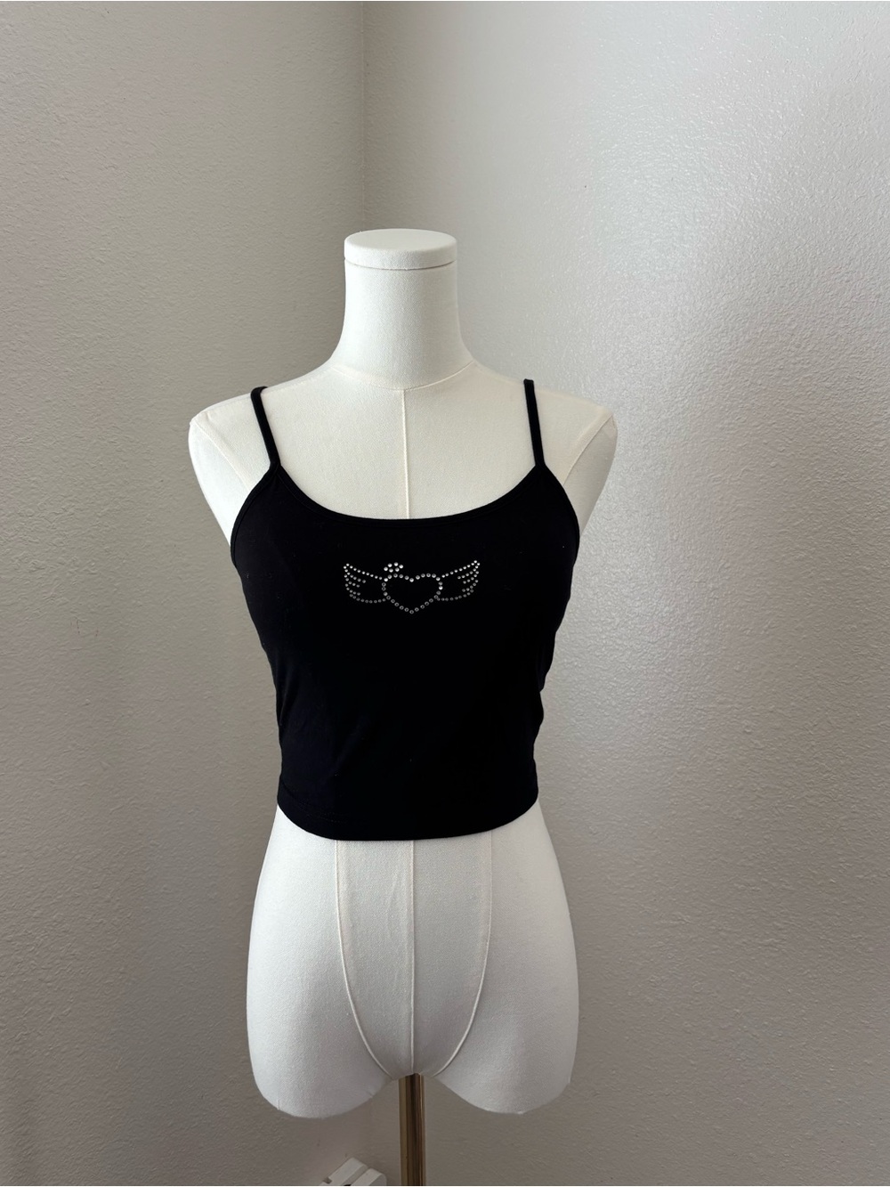 Rhinestone heart tank top (S)